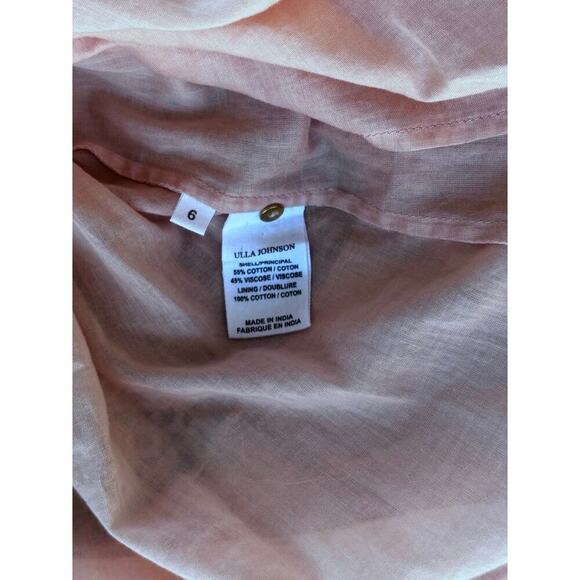 Ulla Johnson Nora Dress Size 6 Crochet Pom Poms Flutter Sleeve Light PInk /Peach - Picture 6 of 7